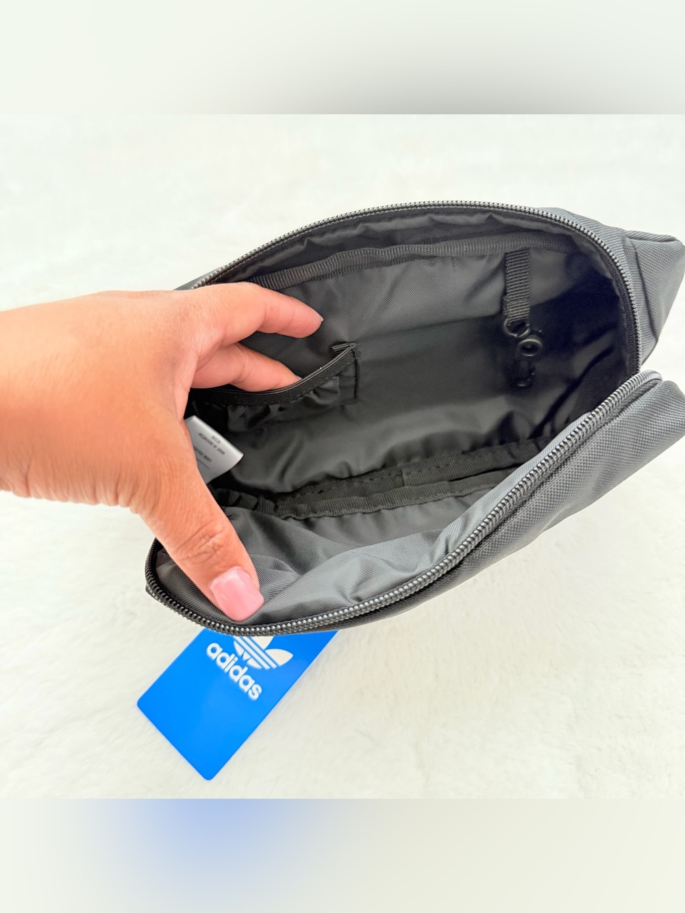 Adidas Black Waist Bag with White Trefoil Logo - Picture 9 of 13